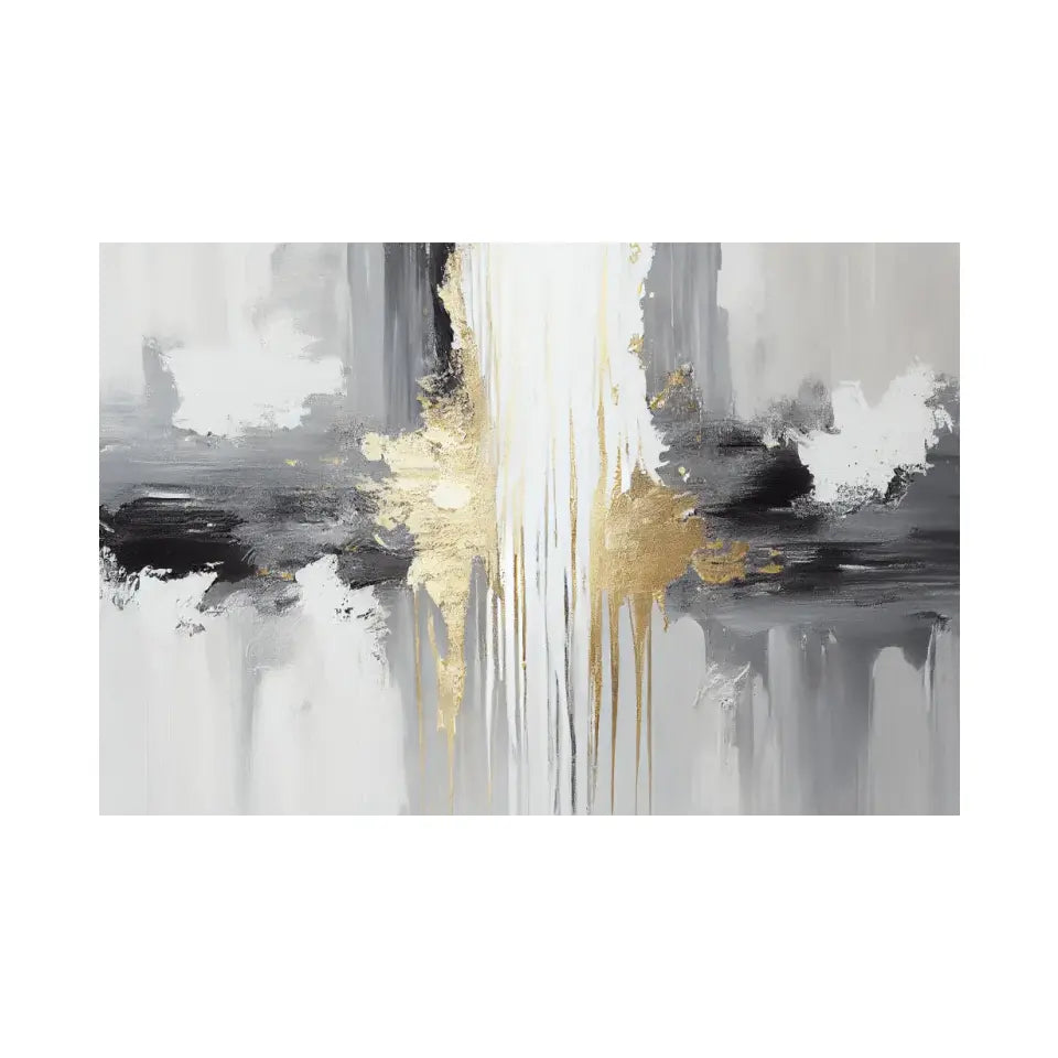 Abstract gold, white, gray, black canvas