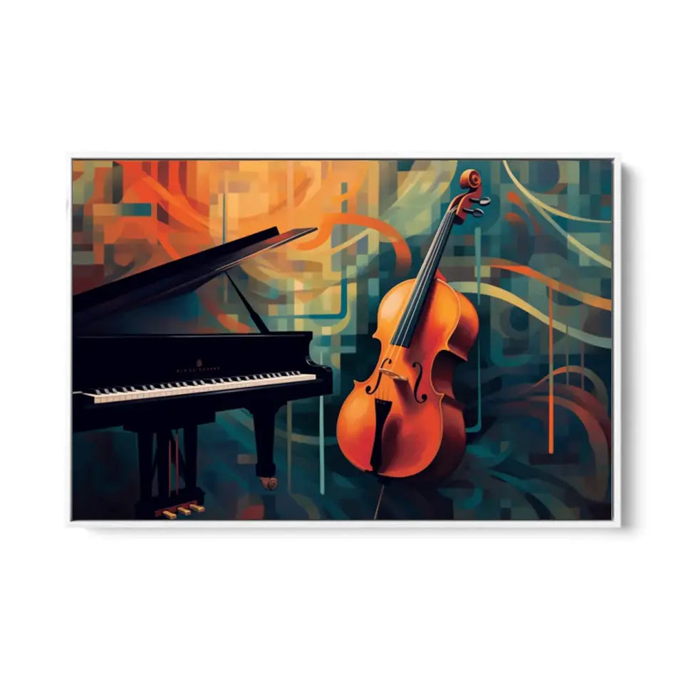 Retro style cello and grand piano