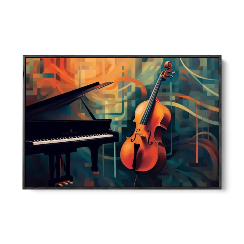 Retro style cello and grand piano