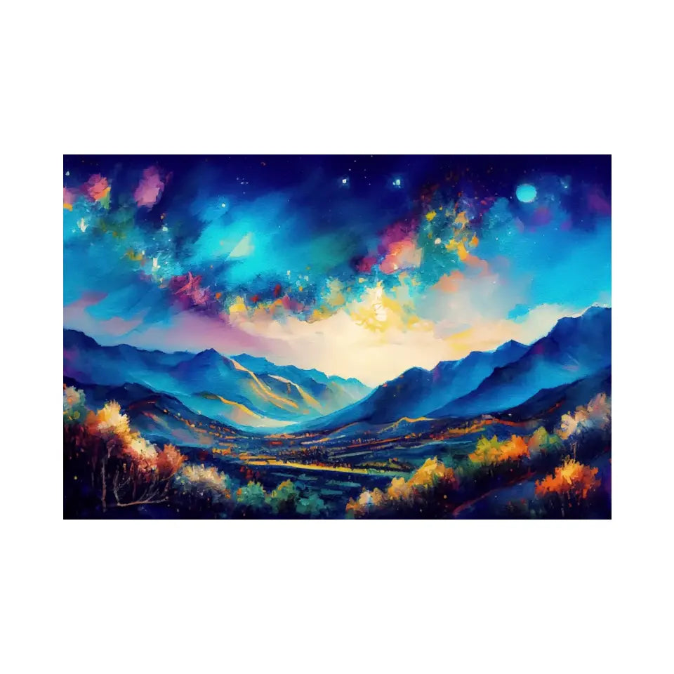 Night sky with fantasy clouds over mountain hill