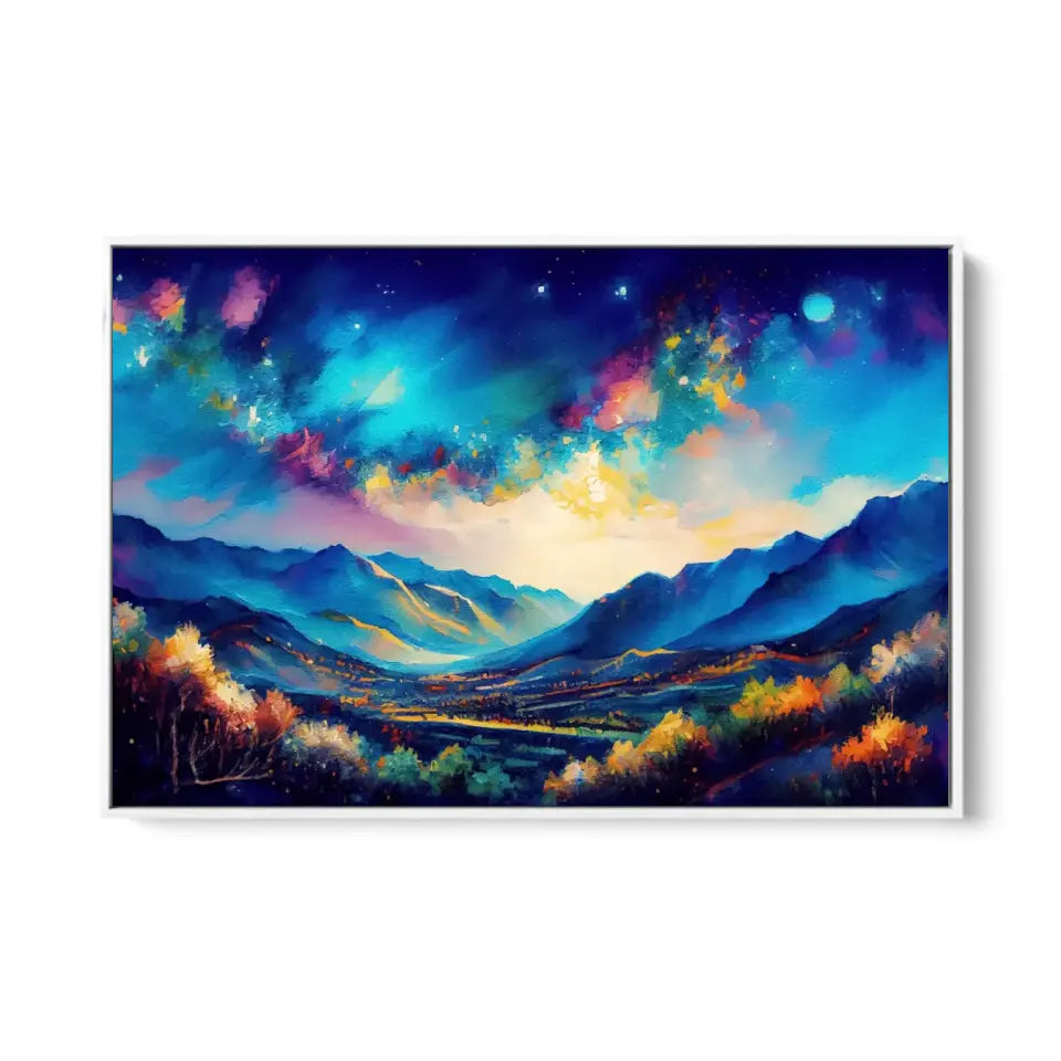 Night sky with fantasy clouds over mountain hill