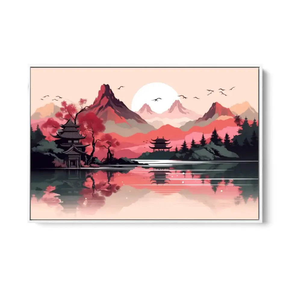 Japanese Mountain and Lake Landscape