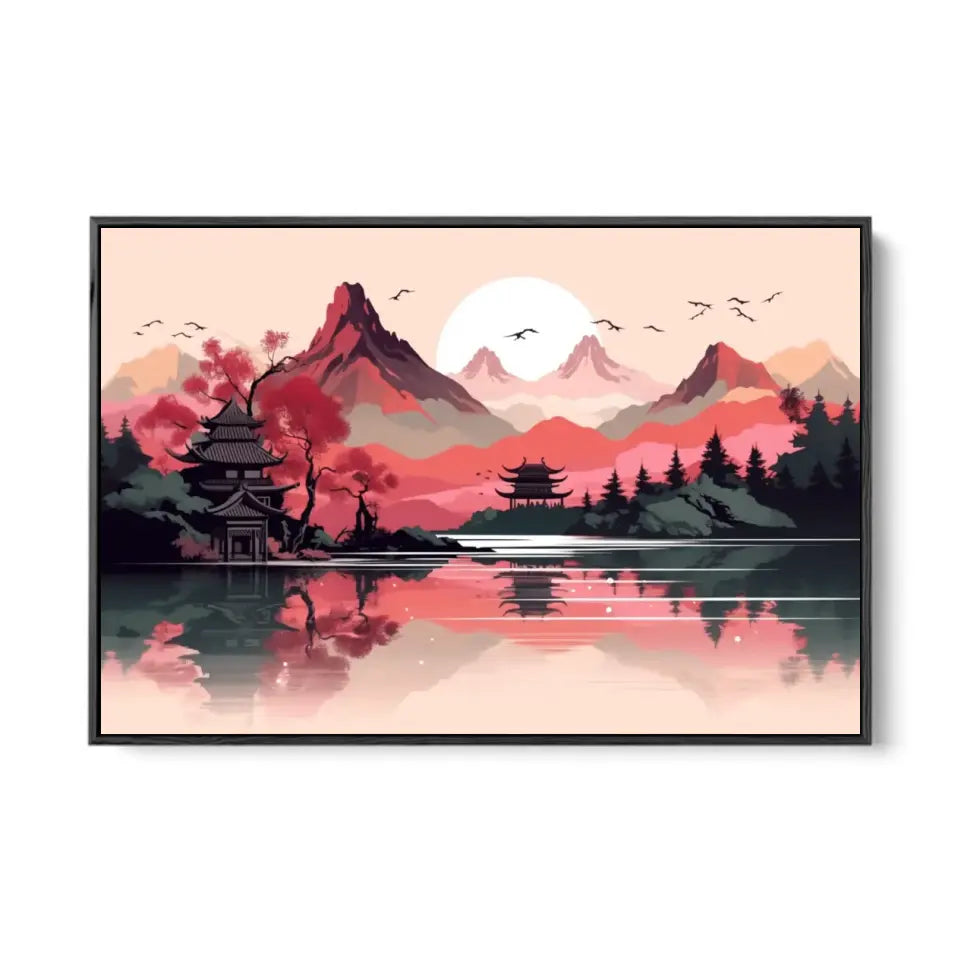 Japanese Mountain and Lake Landscape