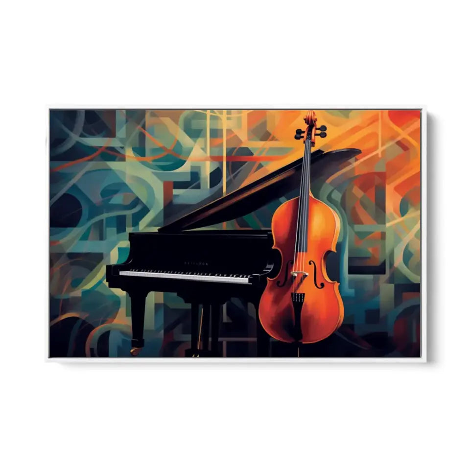 Cello and grand piano in geometrical shapes