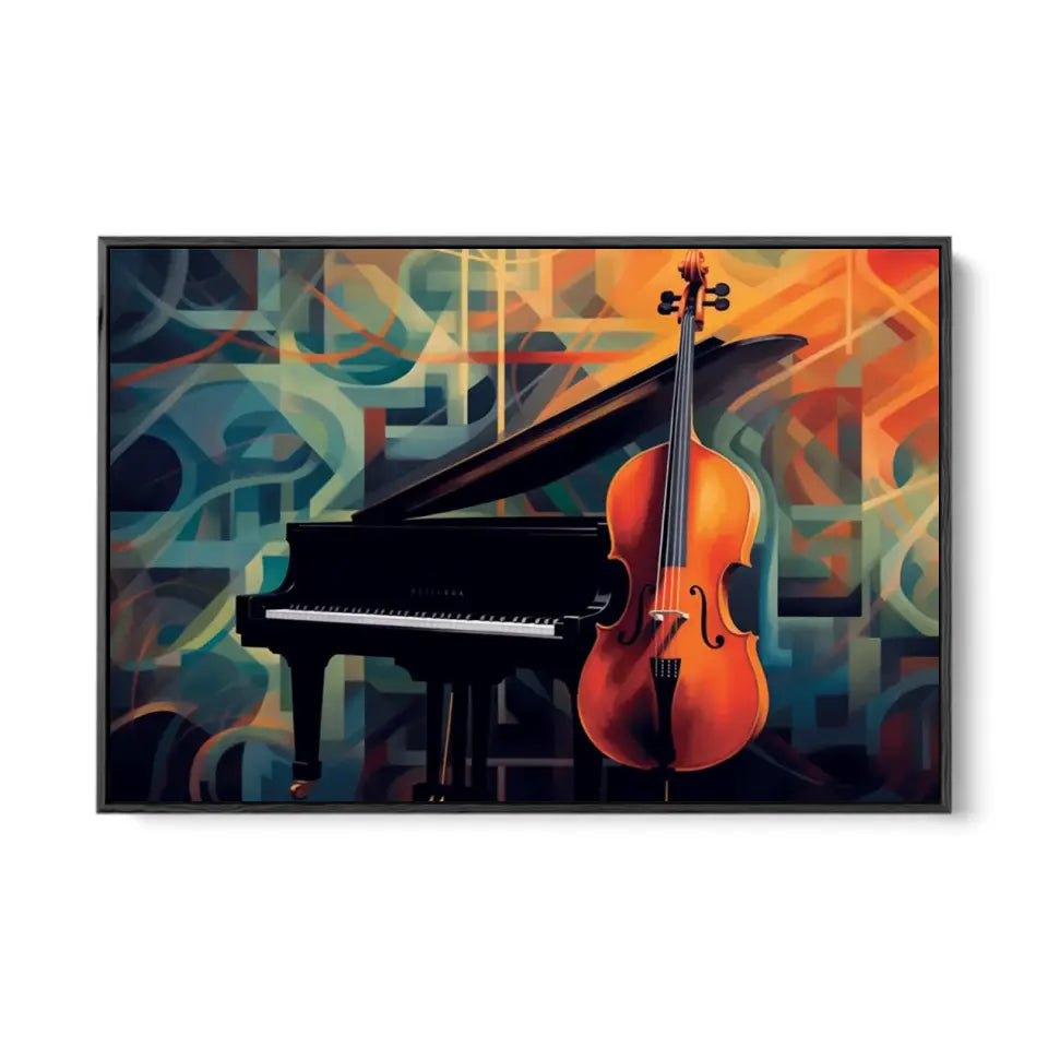 Cello and grand piano in geometrical shapes