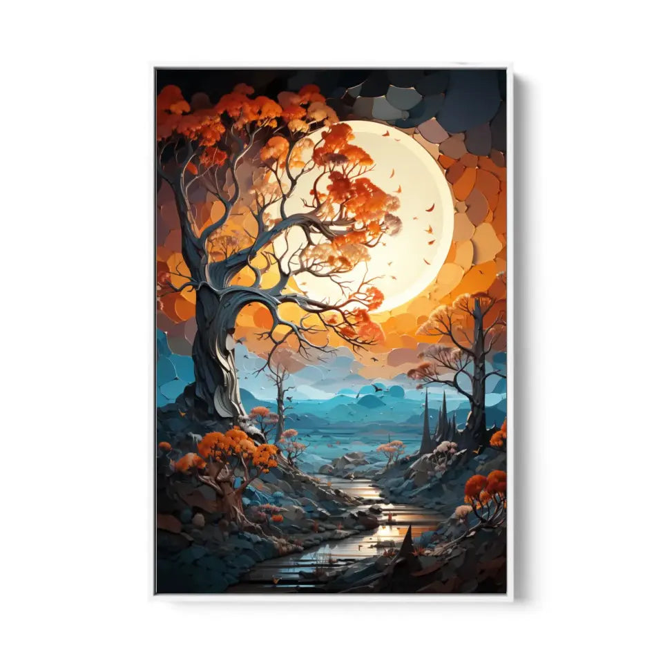 Multicolor autumn tree painting