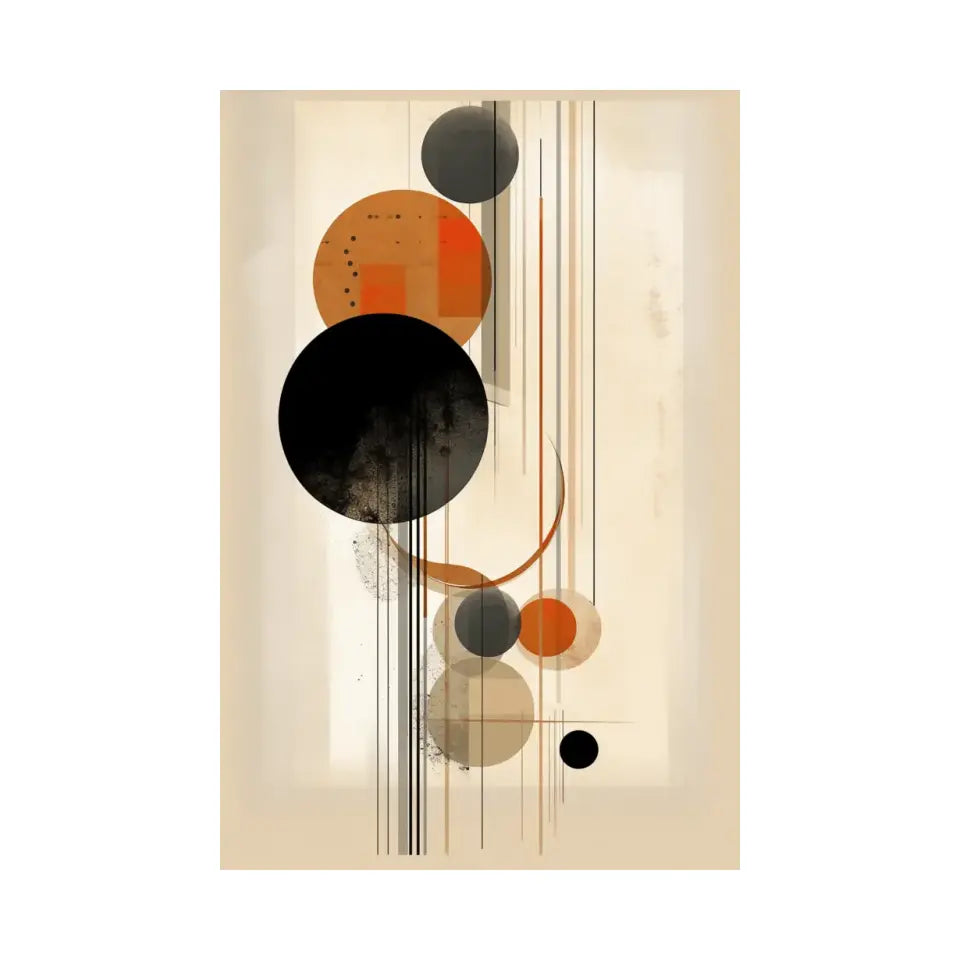 Modern Design Soft Lines and Orange Circles in Muted I