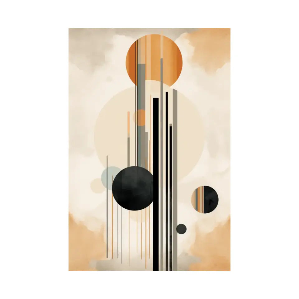 Modern Design Soft Lines and Orange Circles in Muted III