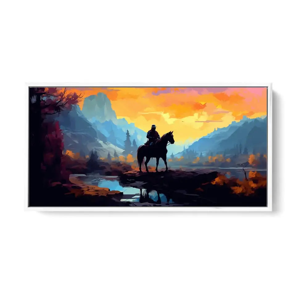 Traveling cowboy in a mountain landscape