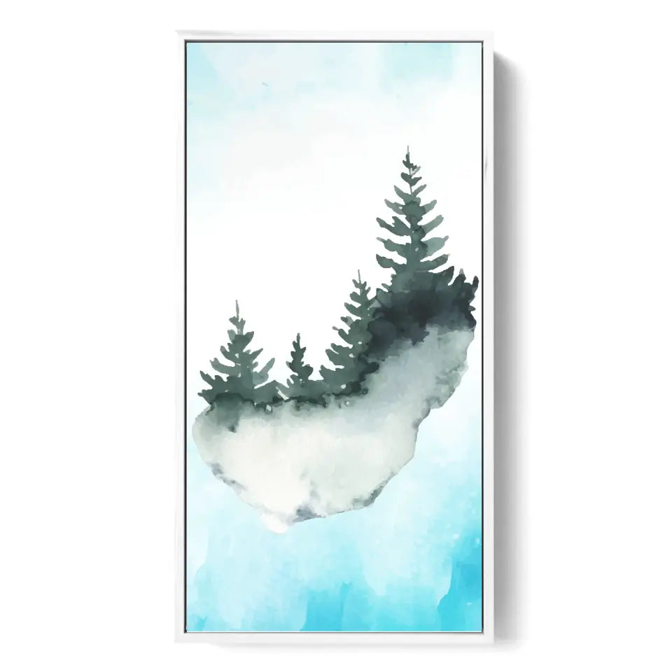 Mountain and Forest, Blue Background