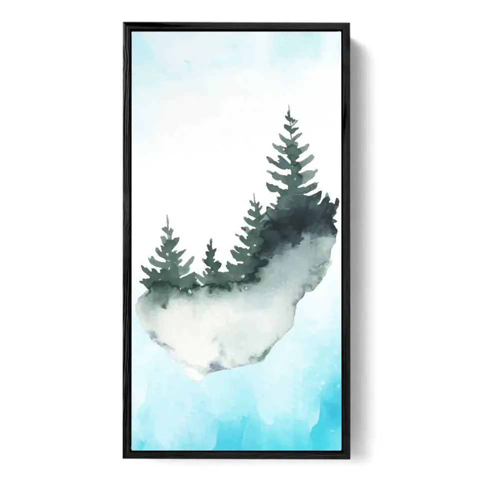 Mountain and Forest, Blue Background