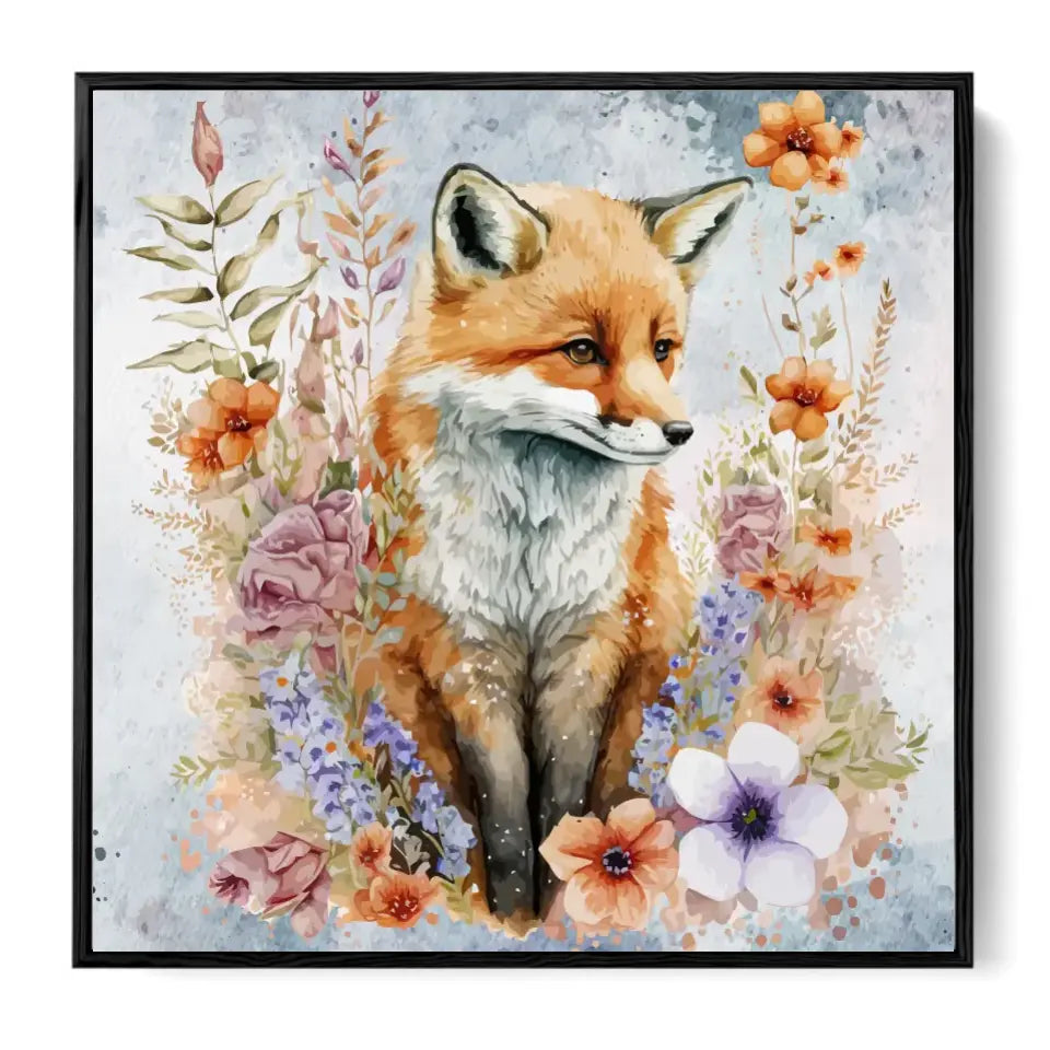 Fox hidden in flowers