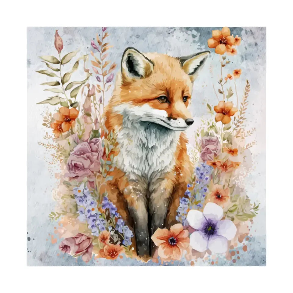 Fox hidden in flowers