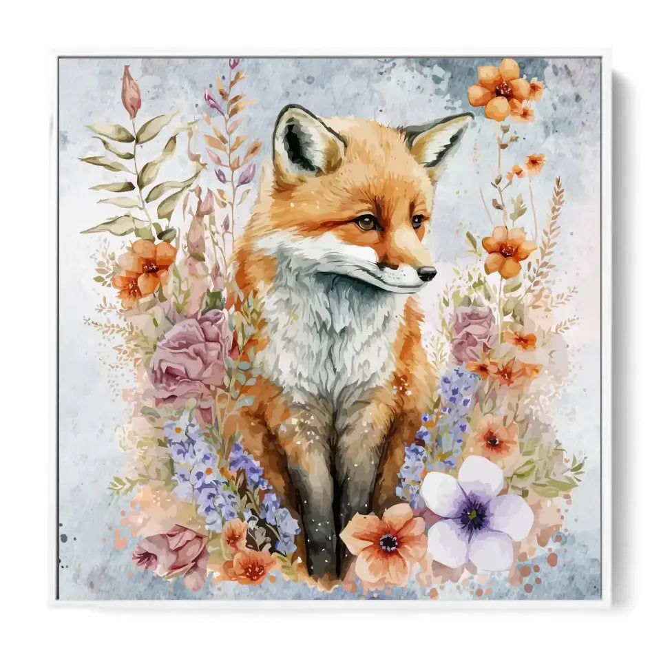 Fox hidden in flowers