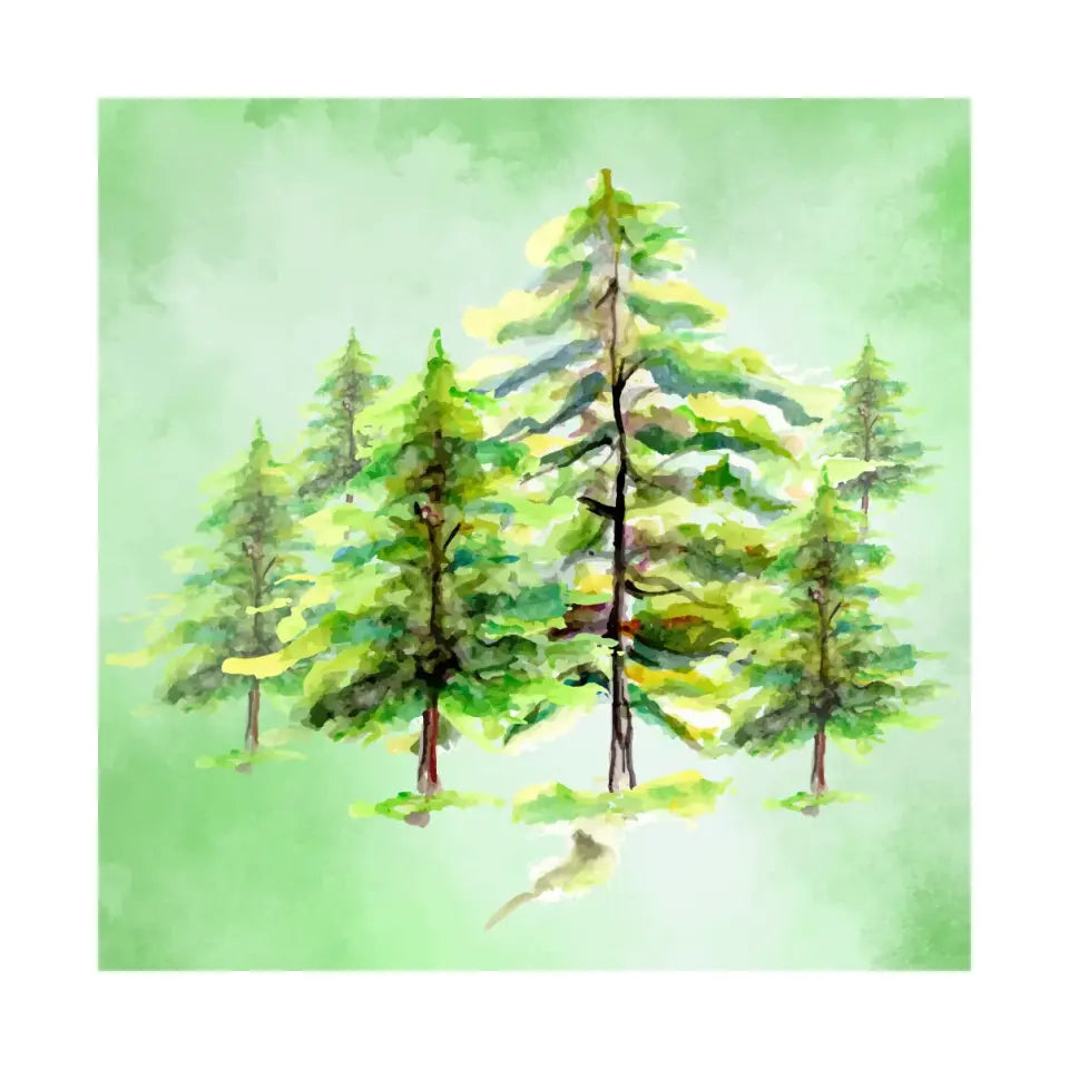 Minimalistic forest watercolor