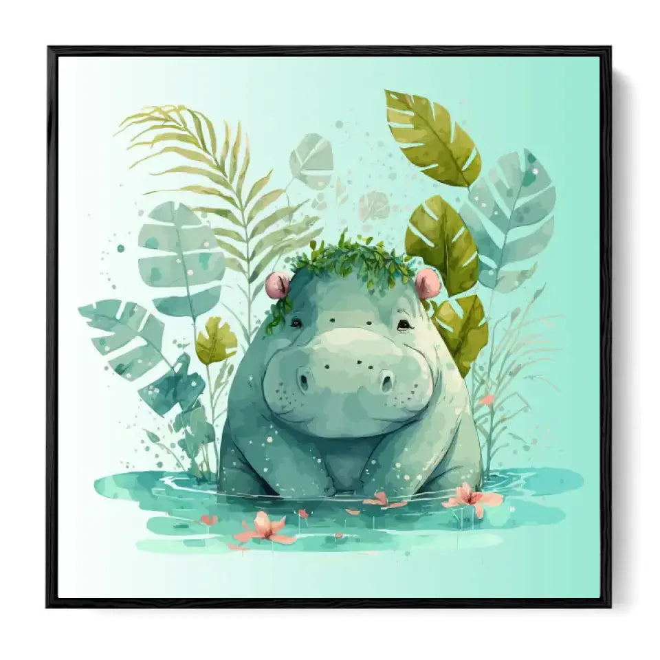 Shy hippo in the pond