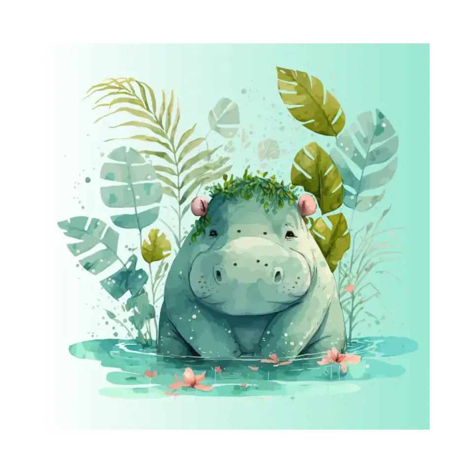 Shy hippo in the pond