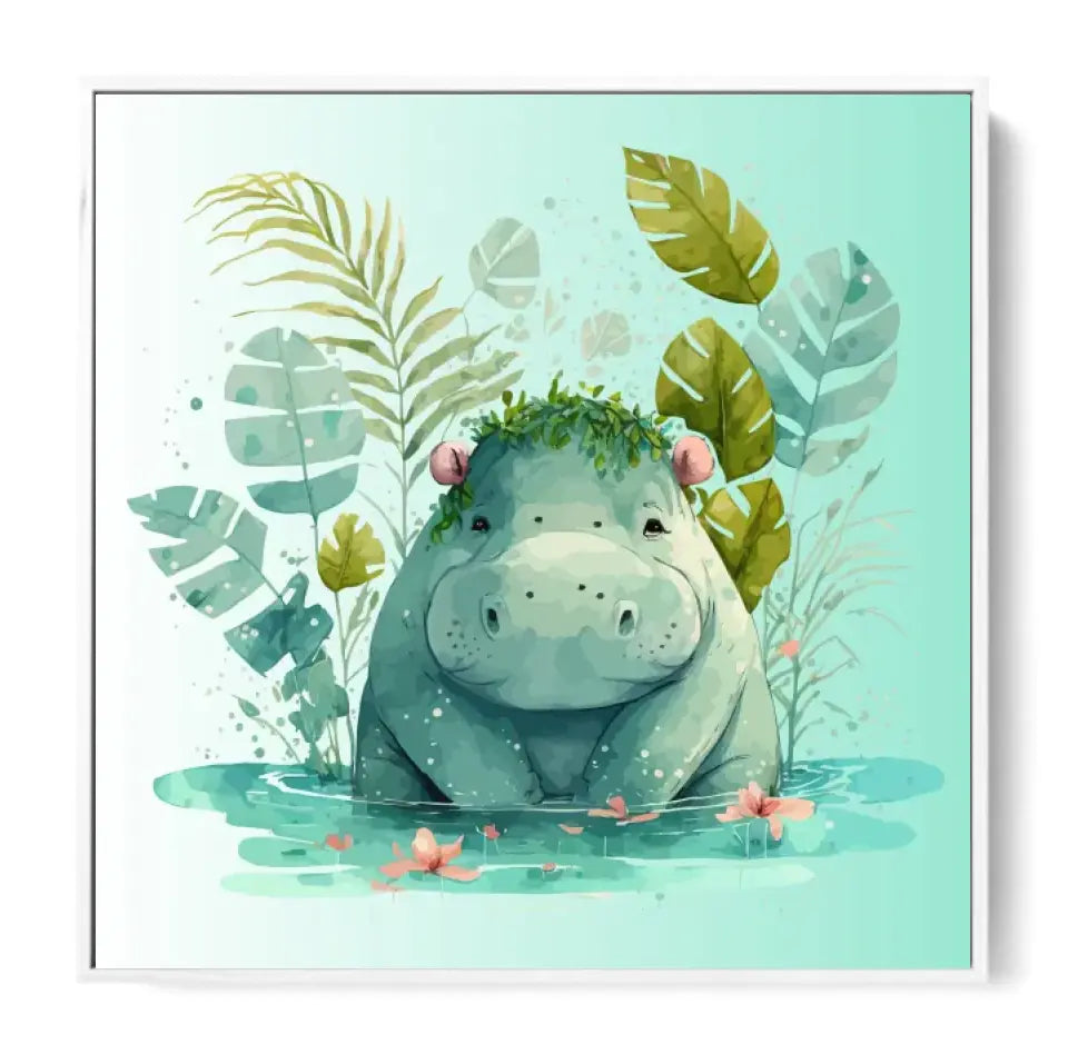 Shy hippo in the pond