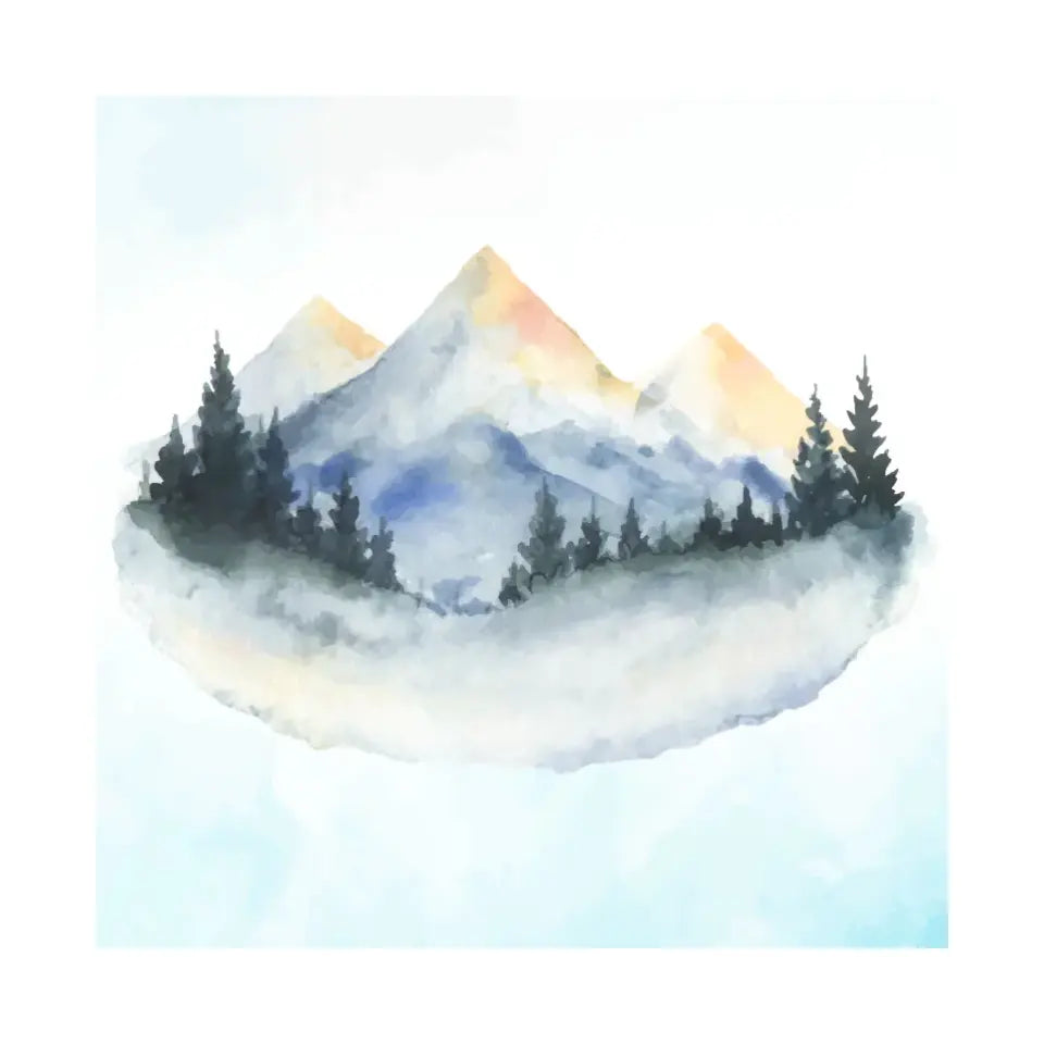 Minimalistic Mountain landscape Watercolor