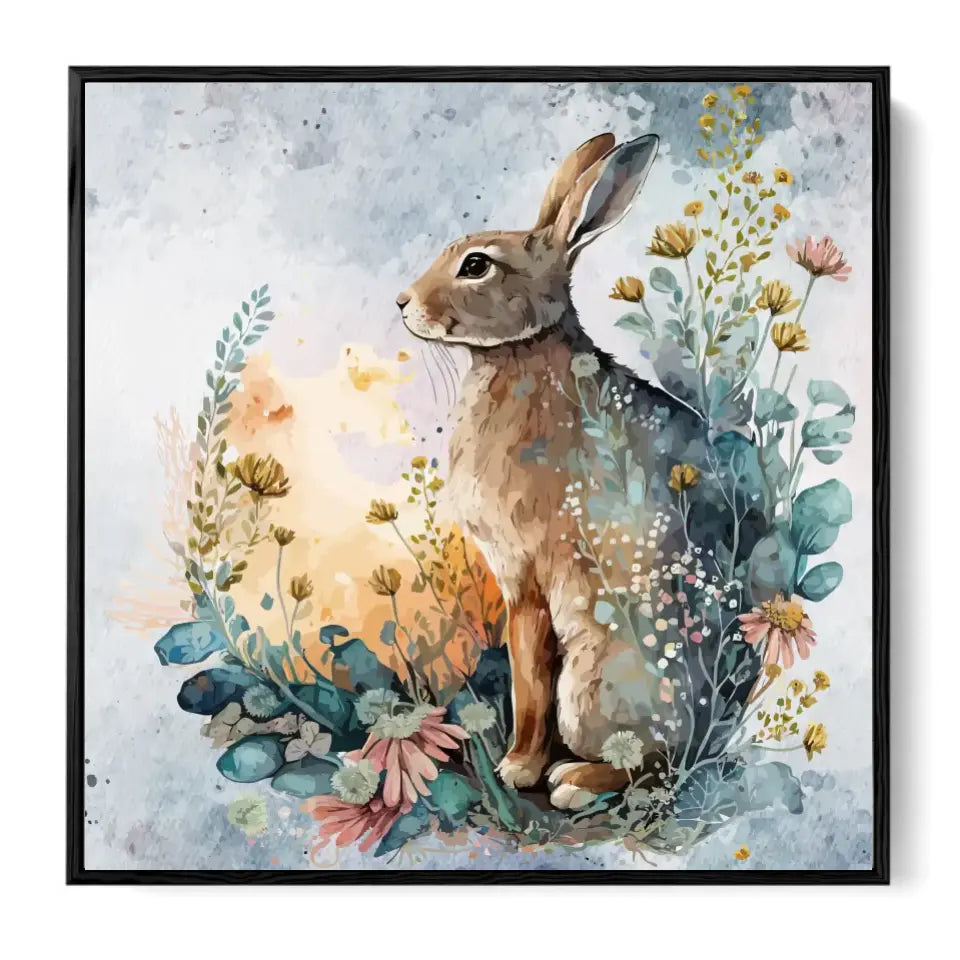 Rabbit surrounded by flowers