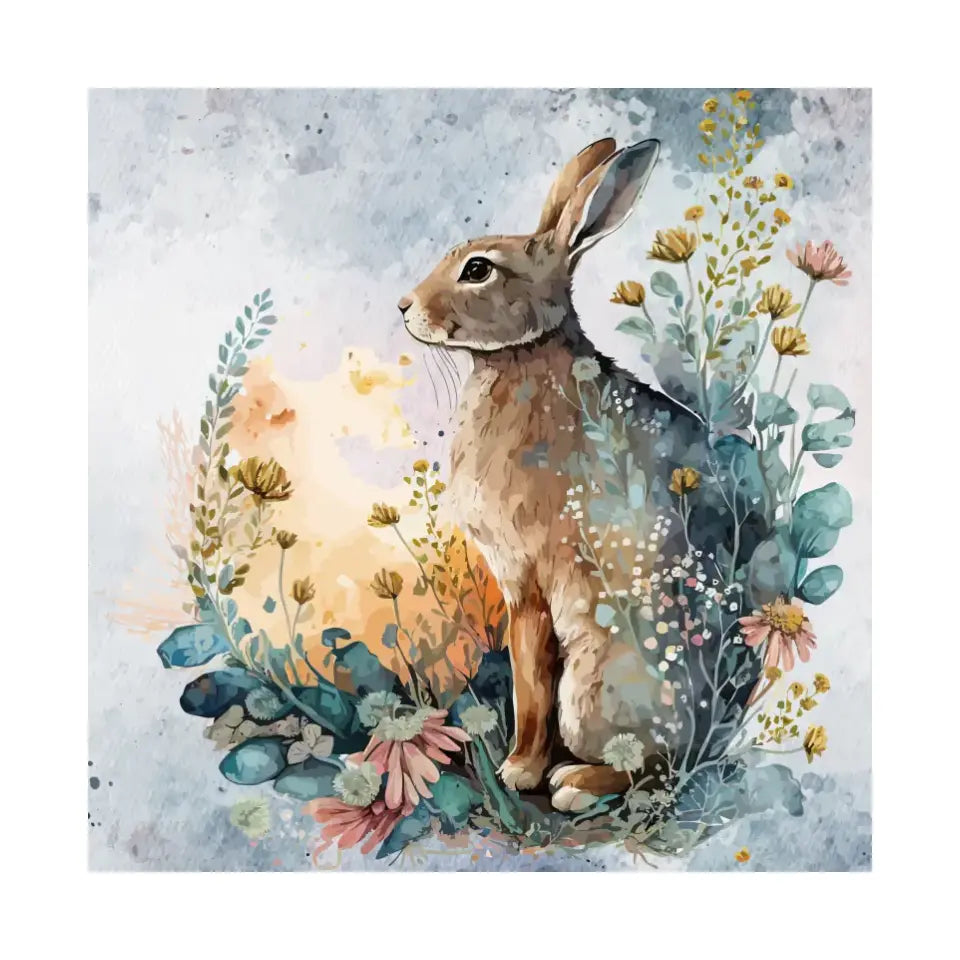 Rabbit surrounded by flowers