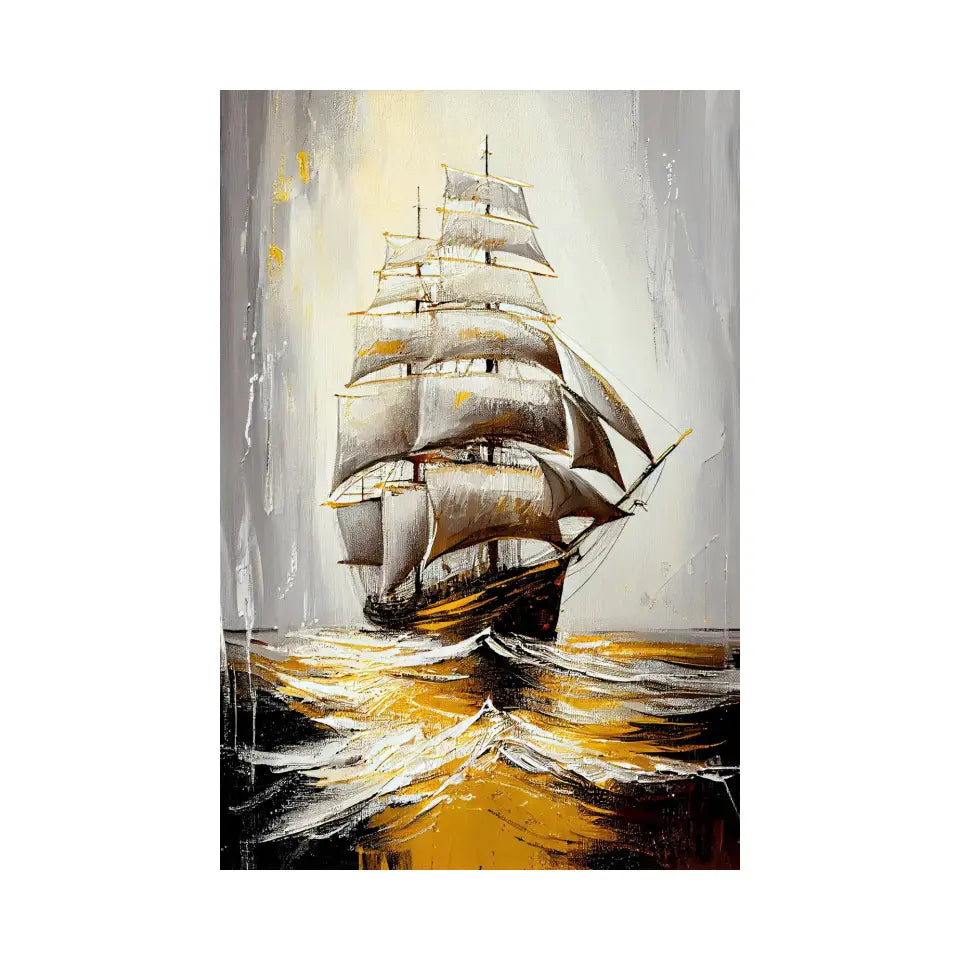 Abstract art painting - A sailing ship