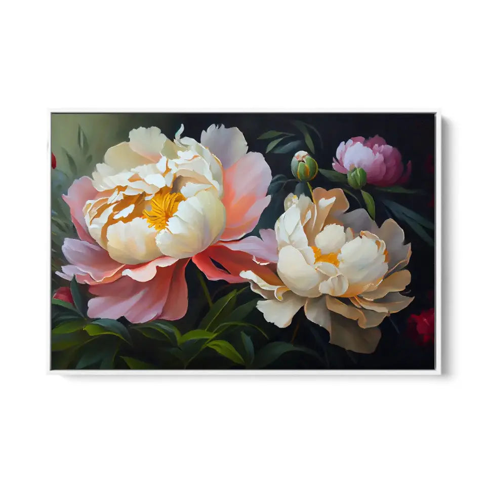 Peony flowers oil painting canvas