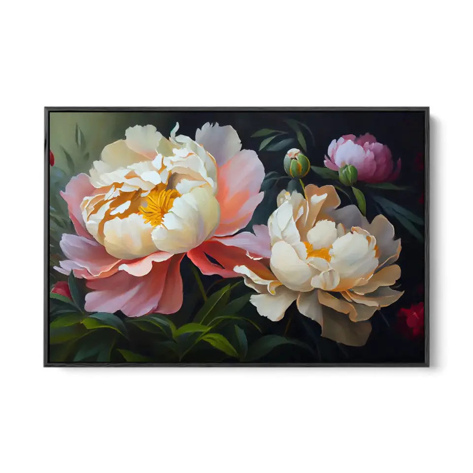 Peony flowers oil painting canvas