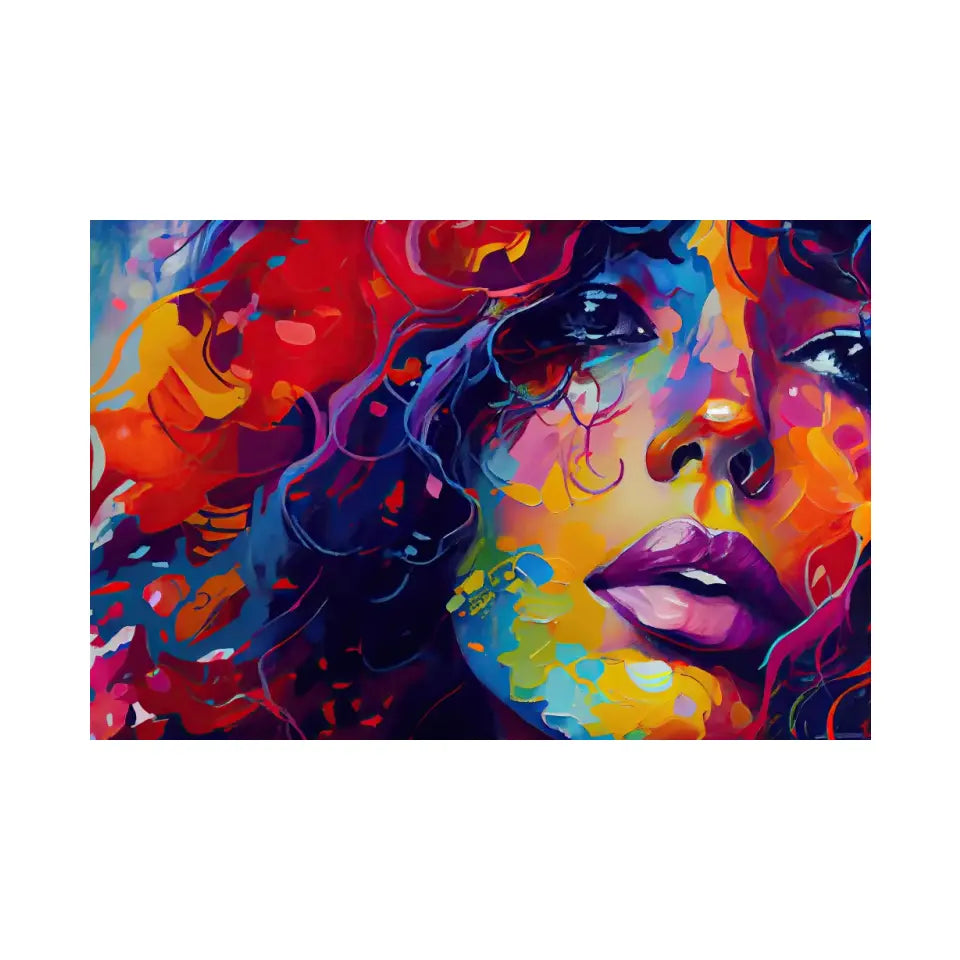 Conceptual abstract oil painting of a beautiful girl