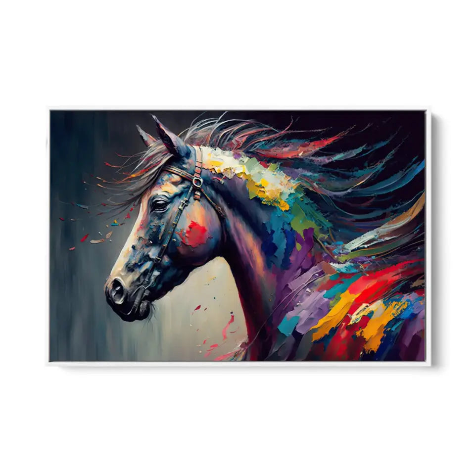 Golden Stallion, Abstract Oil Painting with Expressive Brushstrokes