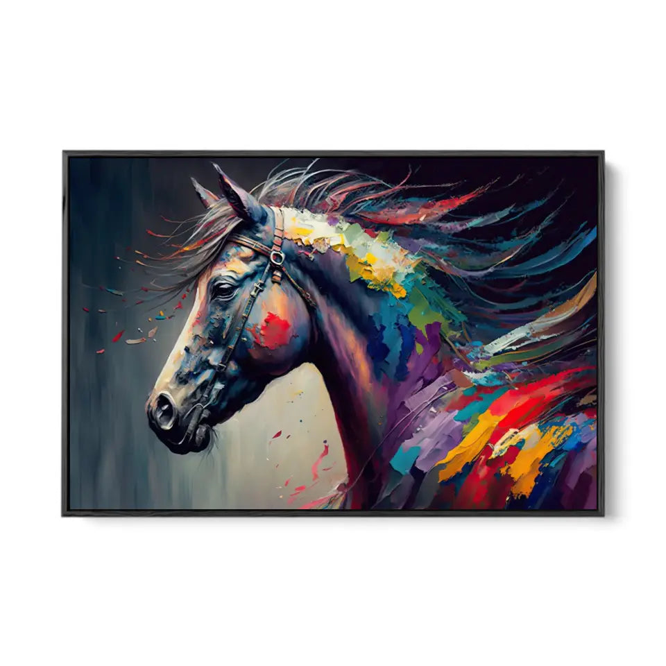 Golden Stallion, Abstract Oil Painting with Expressive Brushstrokes