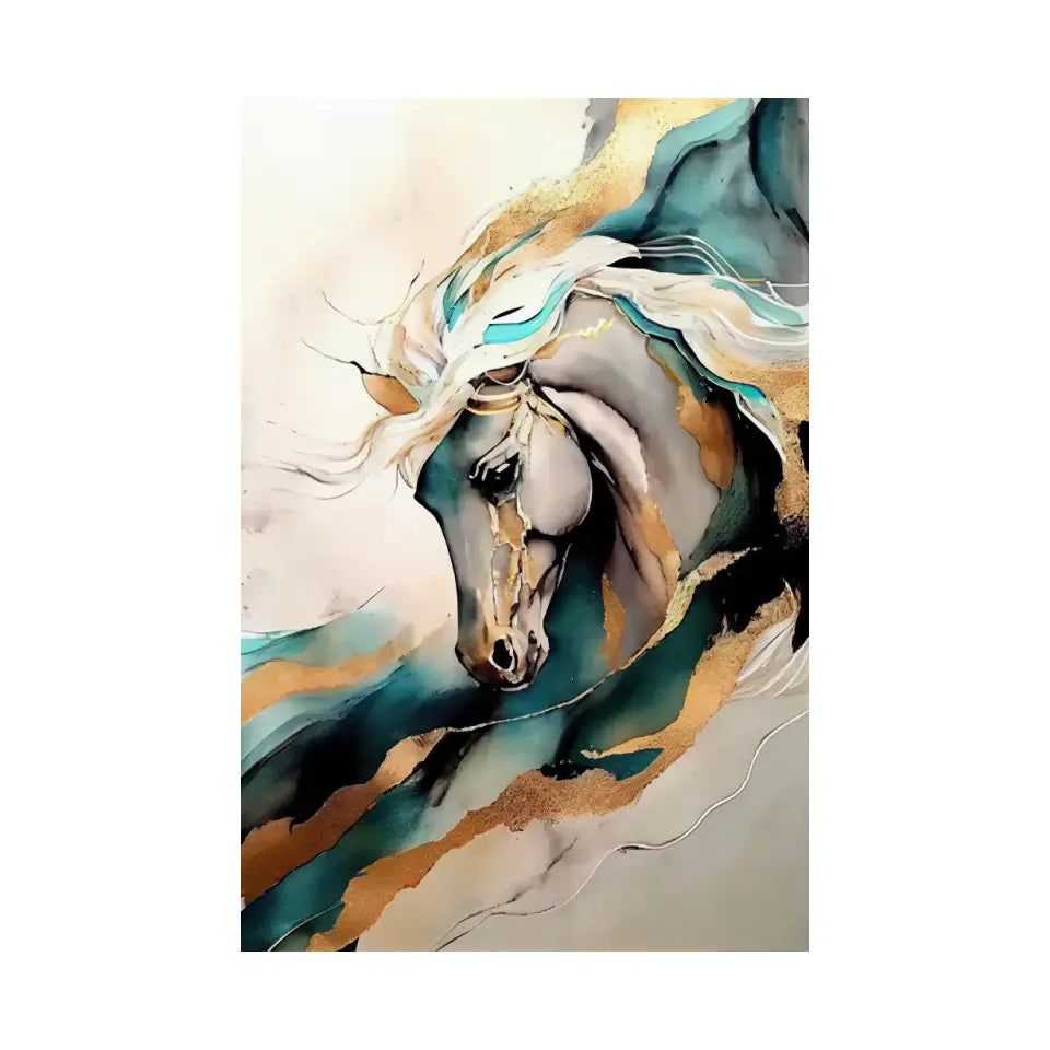 Golden Horse abstract oil painting