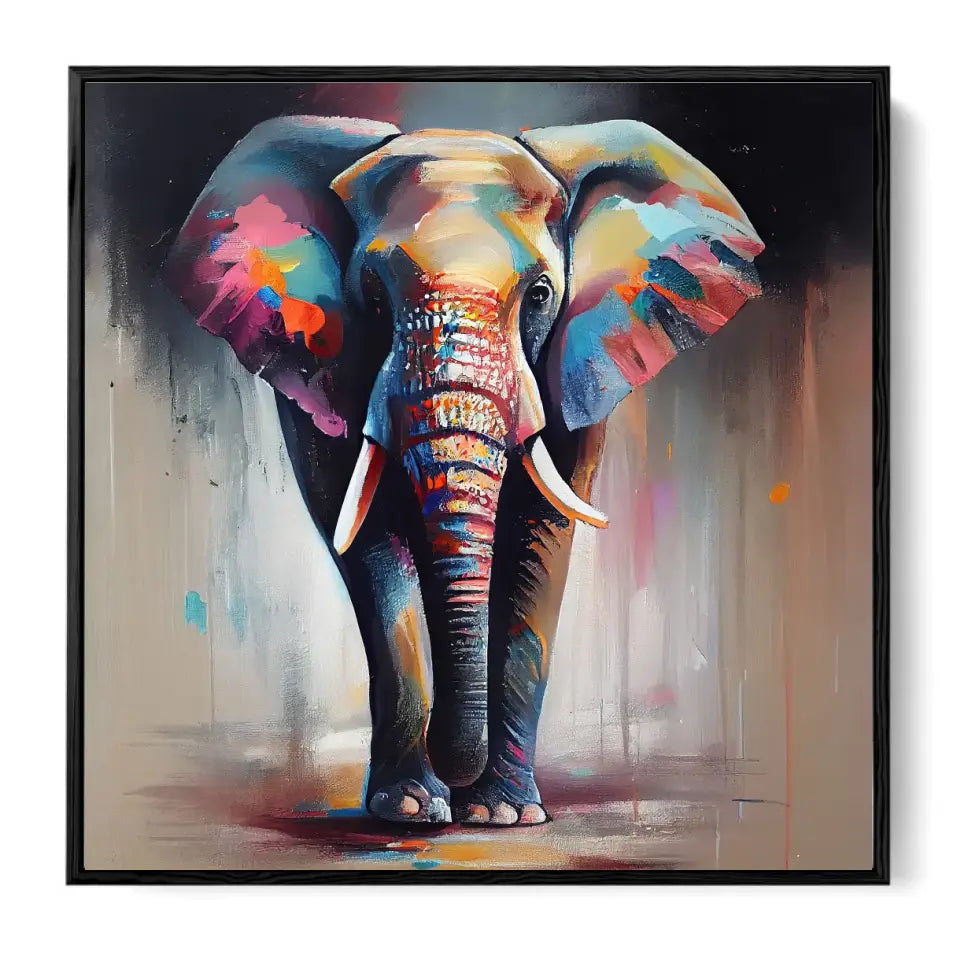 Abstract Multicolored Elephant-A vibrant oil painting