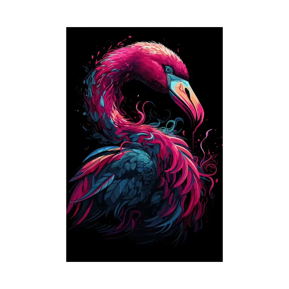 A colorful flamingo in retro style