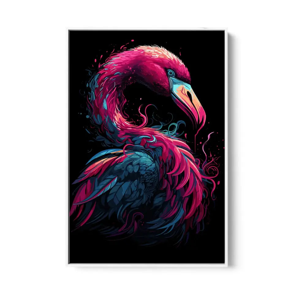 A colorful flamingo in retro style