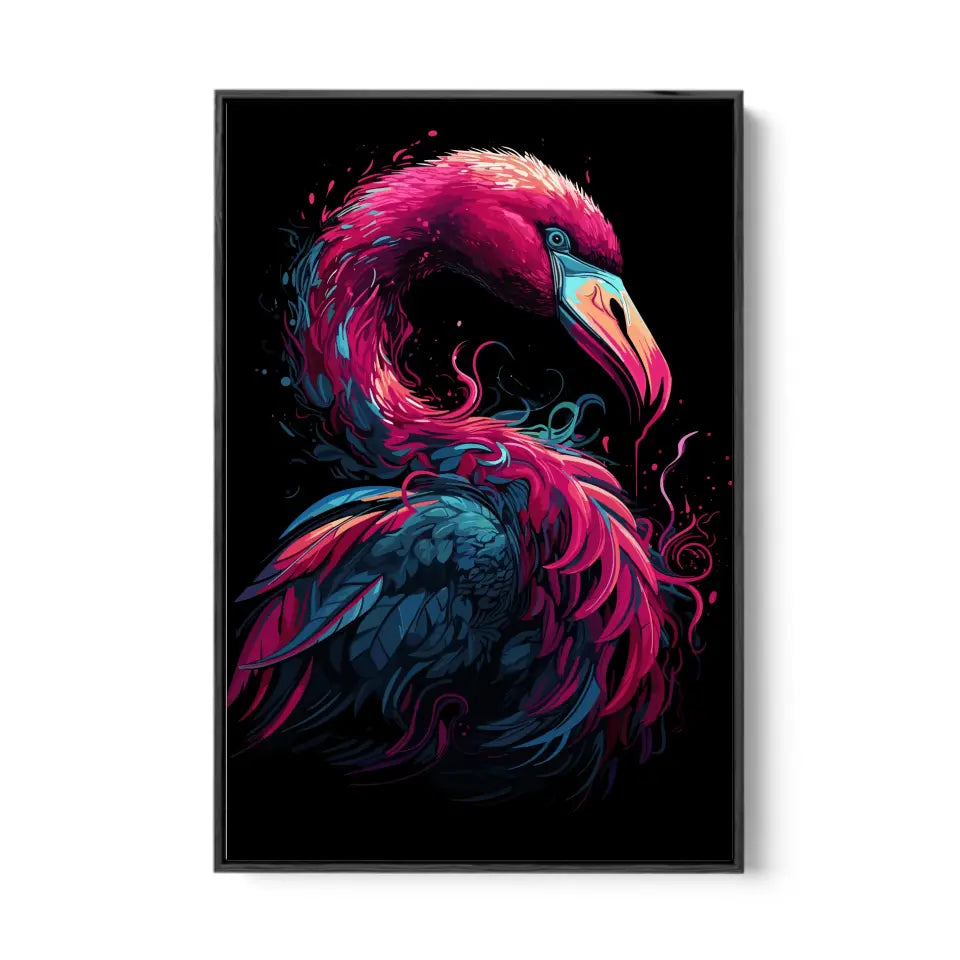 A colorful flamingo in retro style