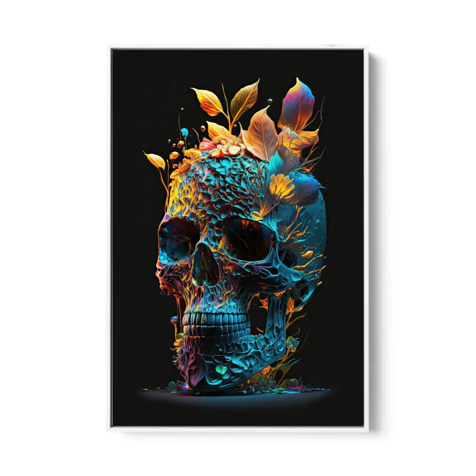 Golden skull with floral universe eyes I