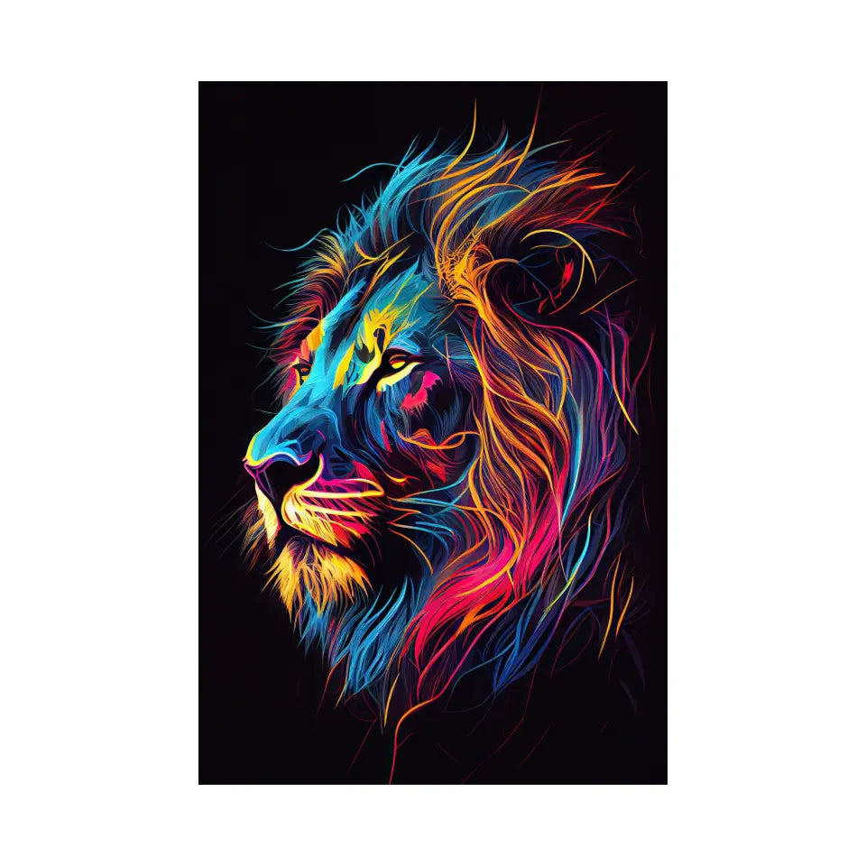 Neon Colored Lion Head