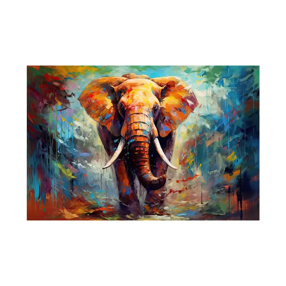 Abstract Multicolored Elephant oil painting