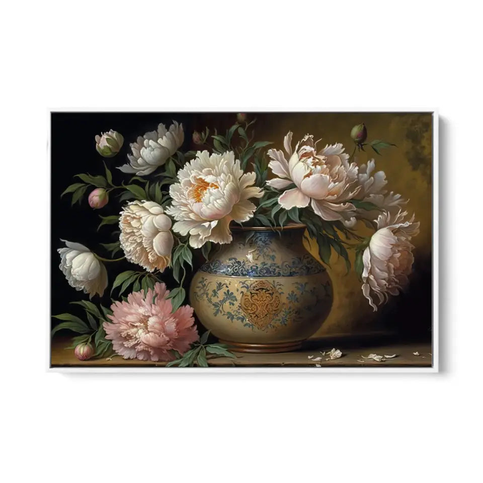 Baroque oil painting of Peonies flowers