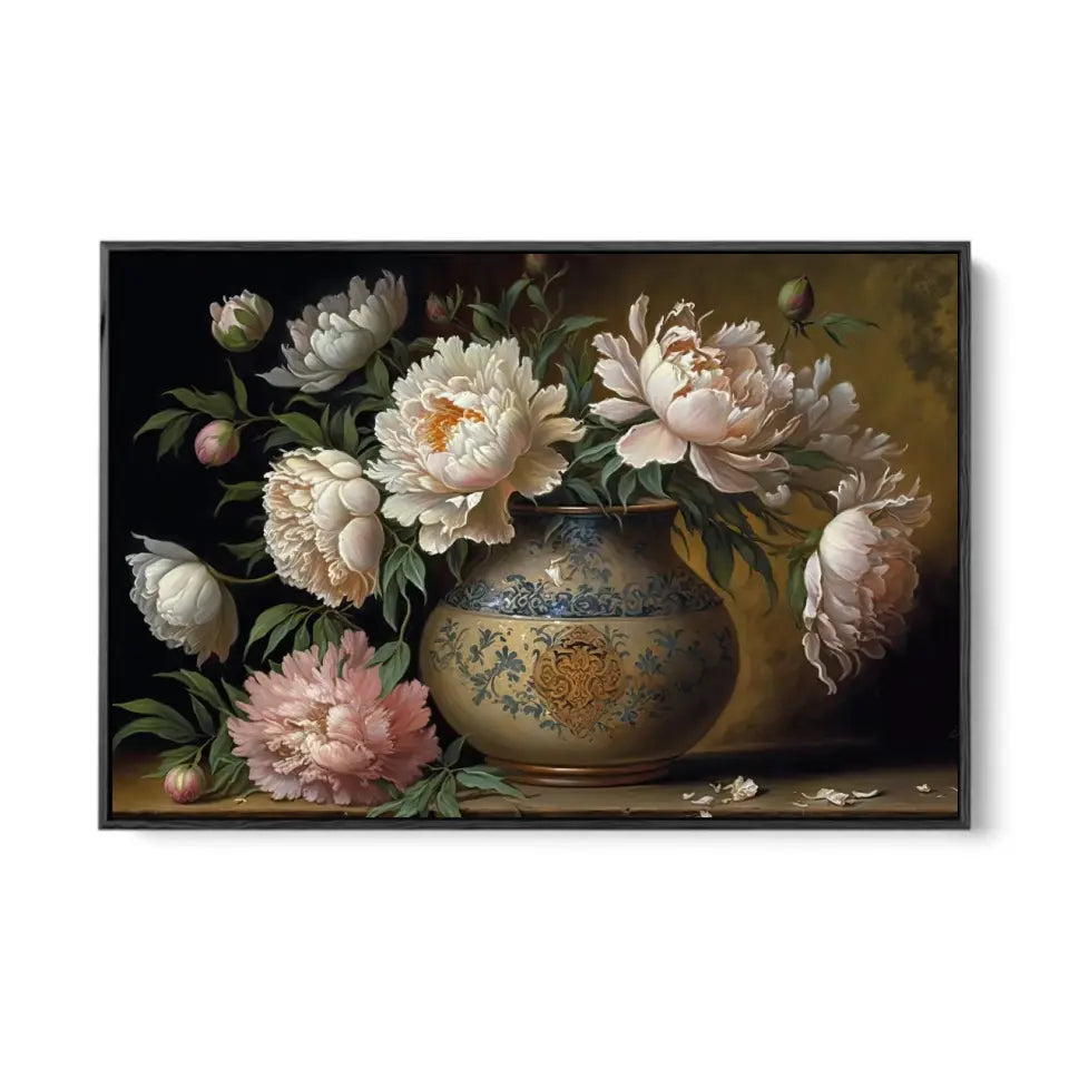 Baroque oil painting of Peonies flowers