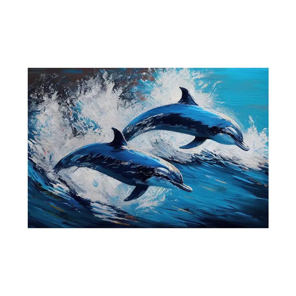 Couple jumping dolphins