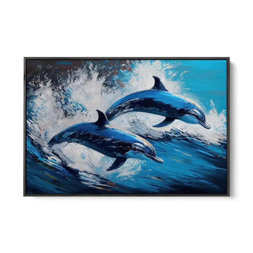 Couple jumping dolphins