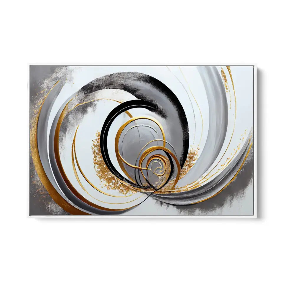 Luxurious Abstract Painting in Grey, White and Gold I