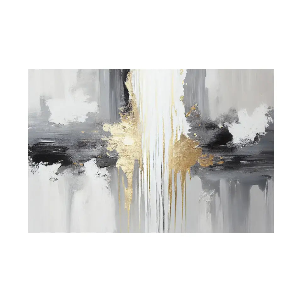 Luxurious Abstract Painting in Grey, White and Gold III