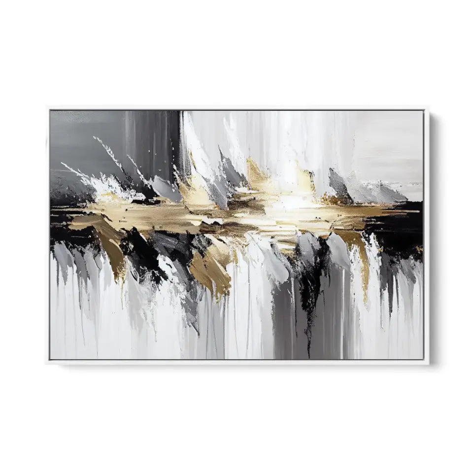 Luxurious Abstract Paintings in Grey, White and Gold II