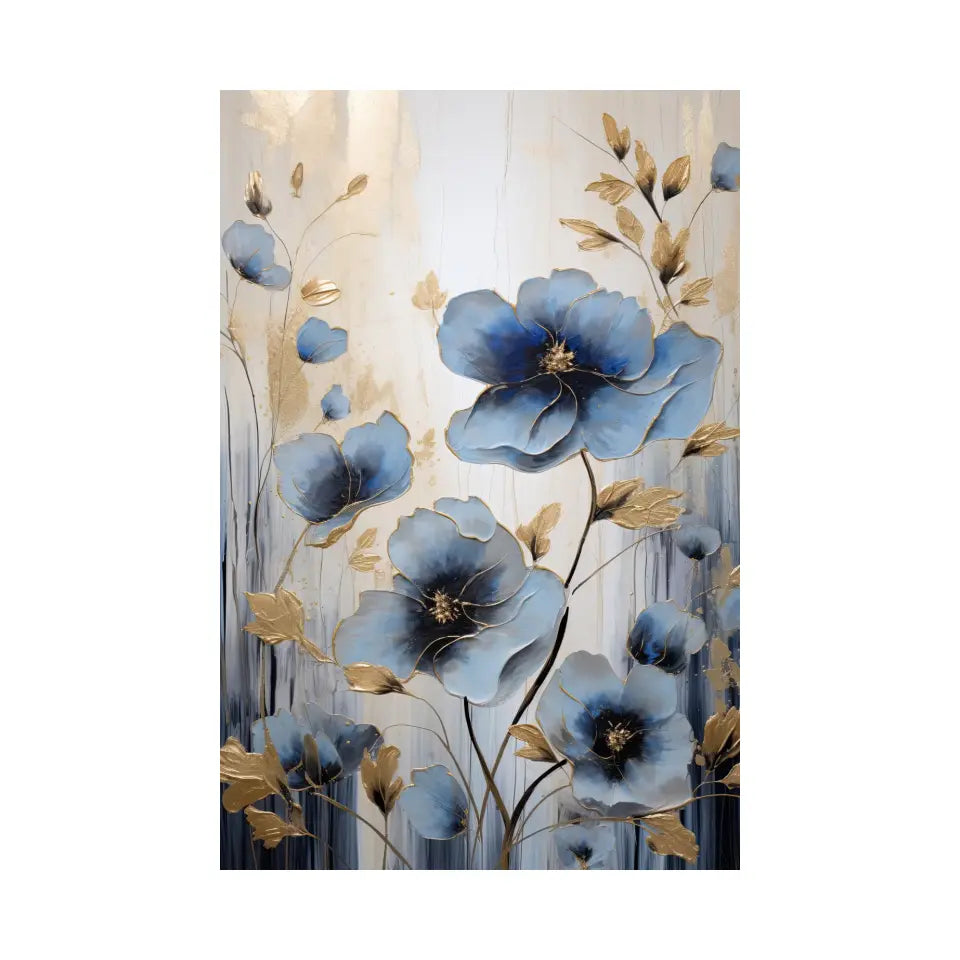 Gold and Blue flowers I