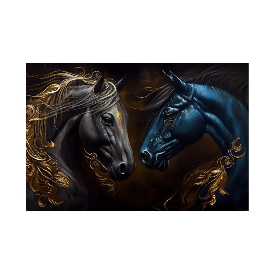 Abstract oil painting of a luxurious horse couple