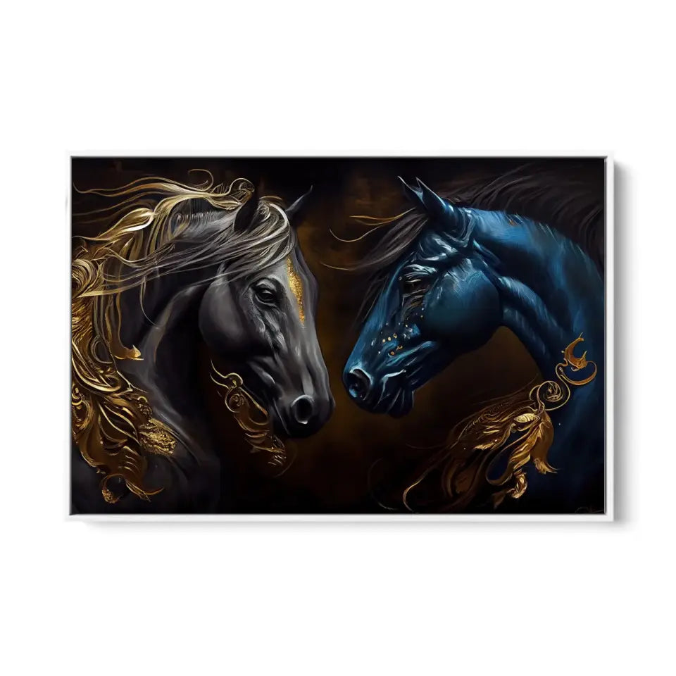 Abstract oil painting of a luxurious horse couple