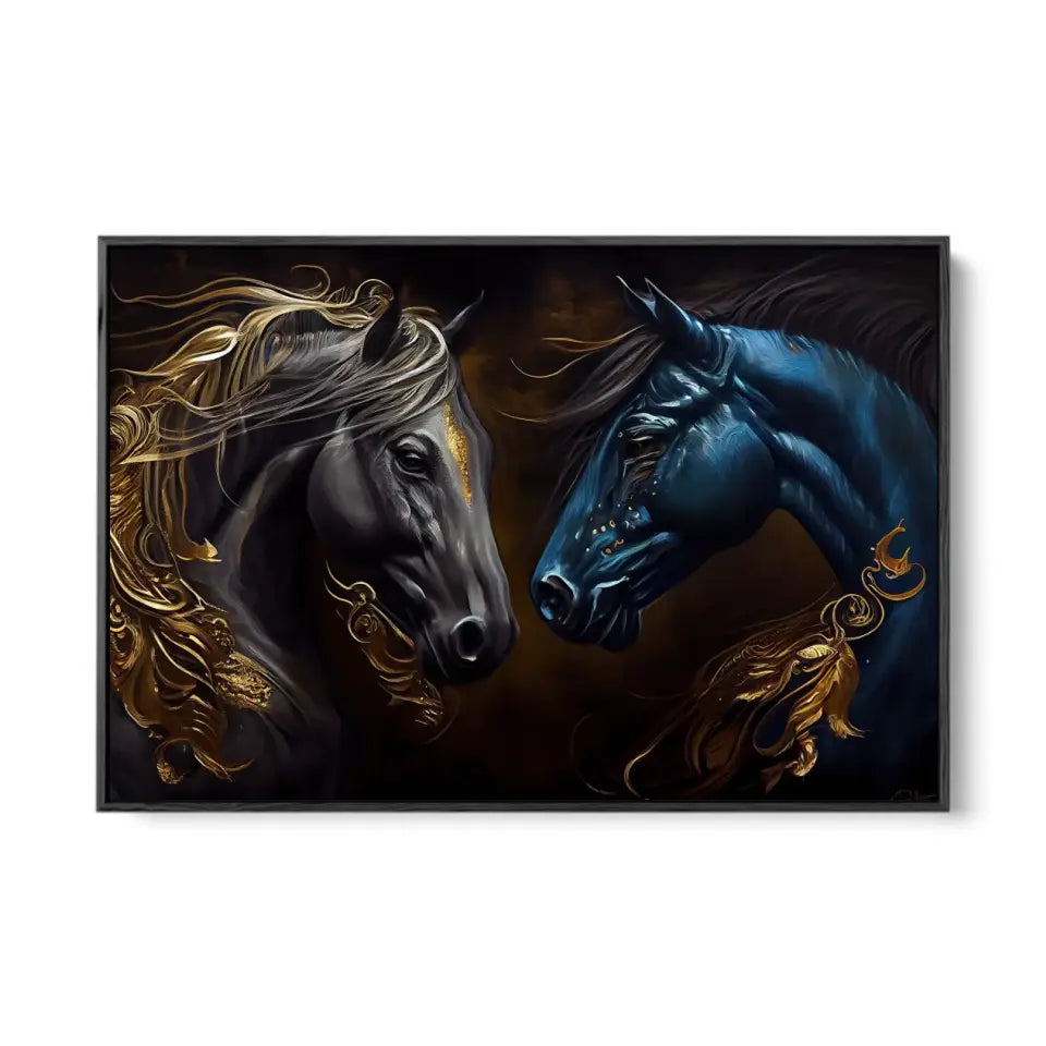 Abstract oil painting of a luxurious horse couple